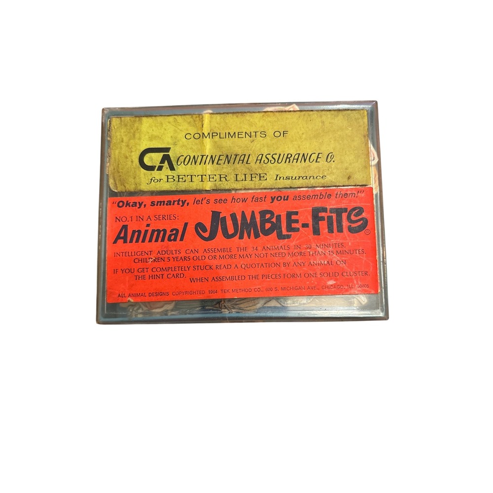 Vintage 1954 Animal Jumble-Fits Puzzle Continental Assurance Co Promotional Toy